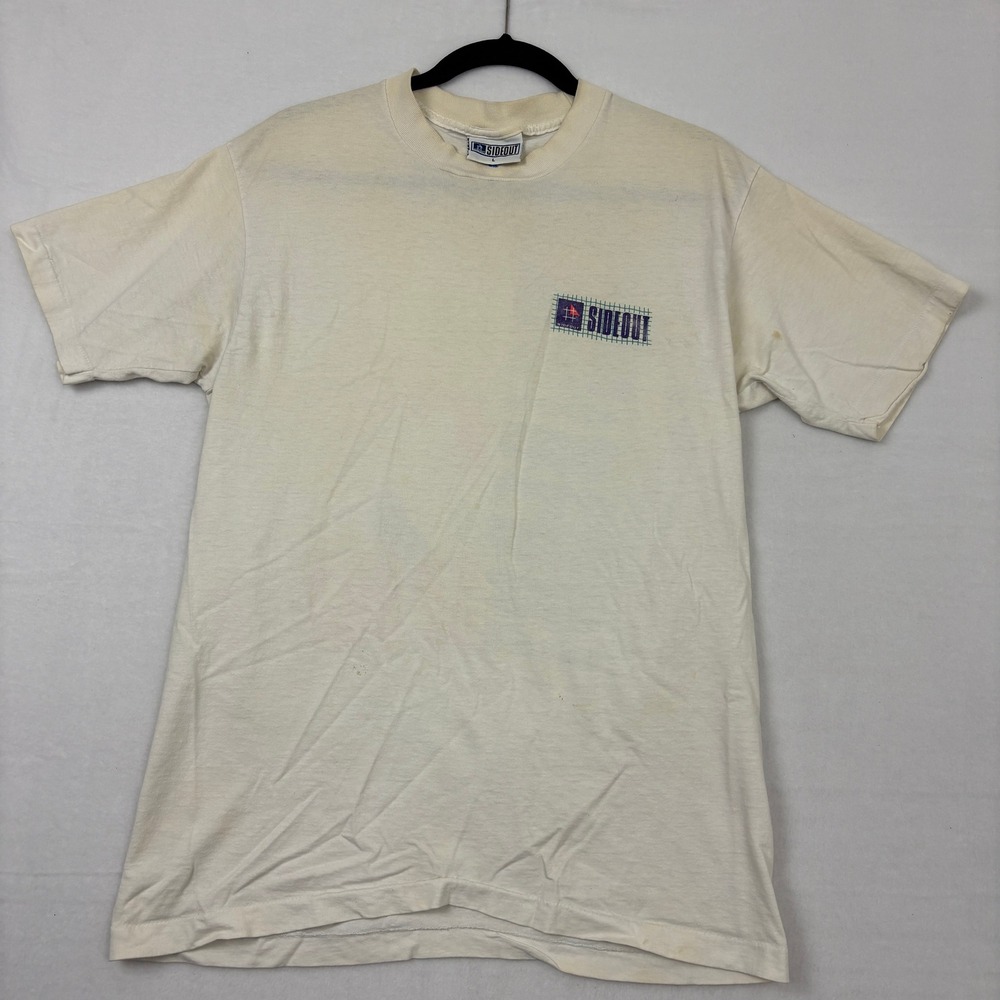 Vintage Sideout Sport Volleyball Graphic T-Shirt Mens Large White Made in USA